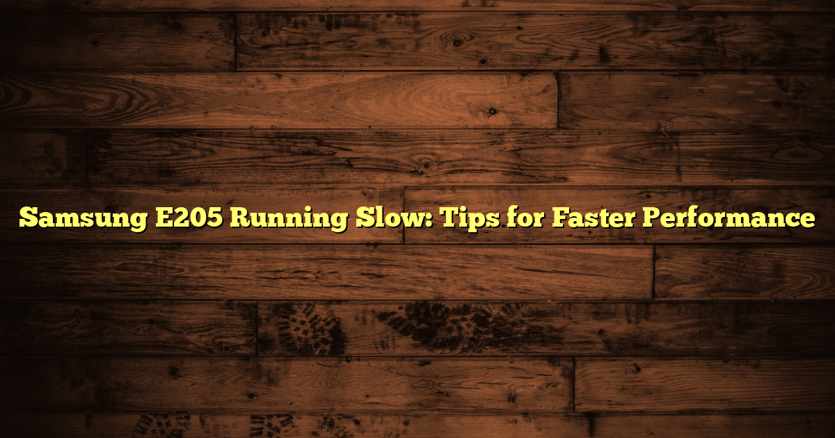 Samsung E205 Running Slow: Tips for Faster Performance