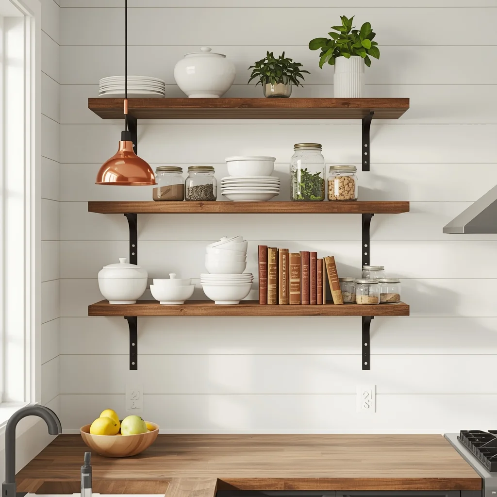 Add Open Shelving Using Reclaimed Wood